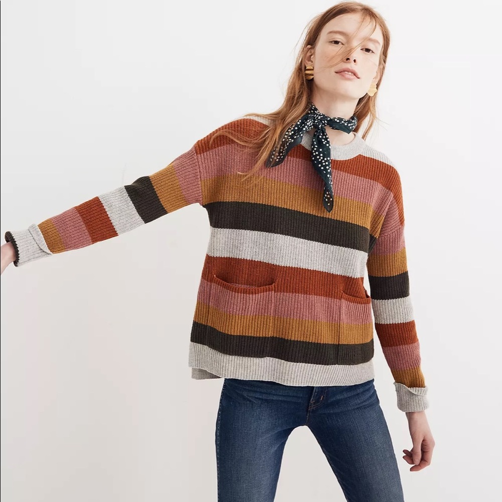 madewell | patch pocket pullover sweater in walton stripe | small